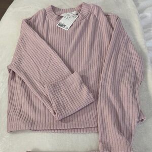 Girls Pink Ribbed Long Sleeve set